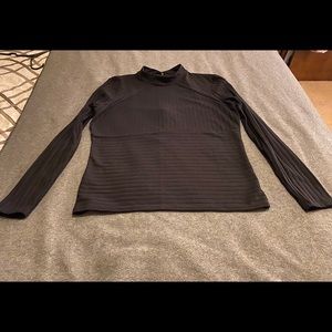 Black Mock Neck Cut Out Black Top